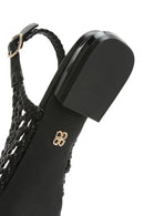 Women's Black Braided Open Back Ballerinas | Derimod