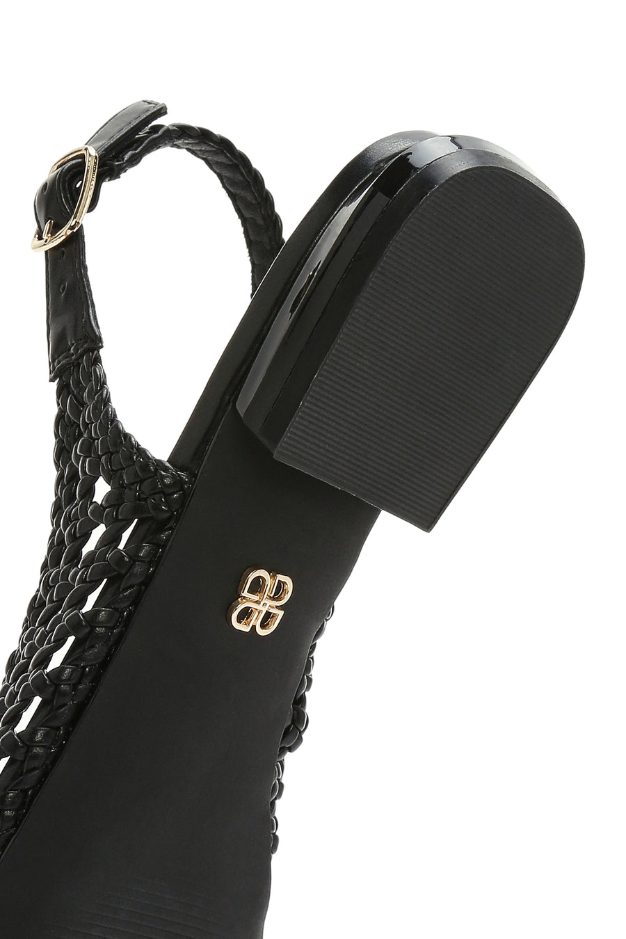 Women's Black Braided Open Back Ballerinas