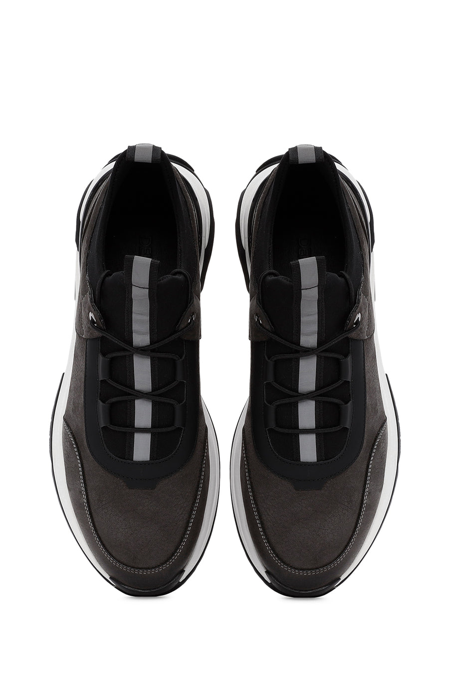 Erkek Gri Bağcıklı Nubuk Deri Casual Sneaker