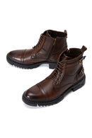 Men's Brown Lace-Up Leather Casual Combat Boots | Derimod