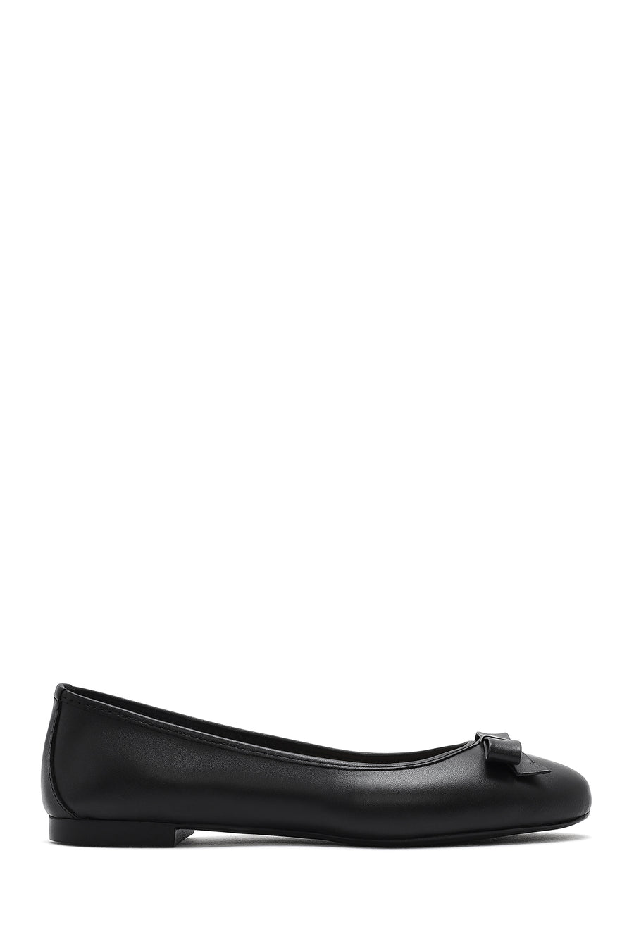 
Women's Black Leather Ballet Flats with Bow
 25SFD291218 | Derimod