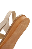 Women's Beige Strappy Suede Leather Sandals | Derimod