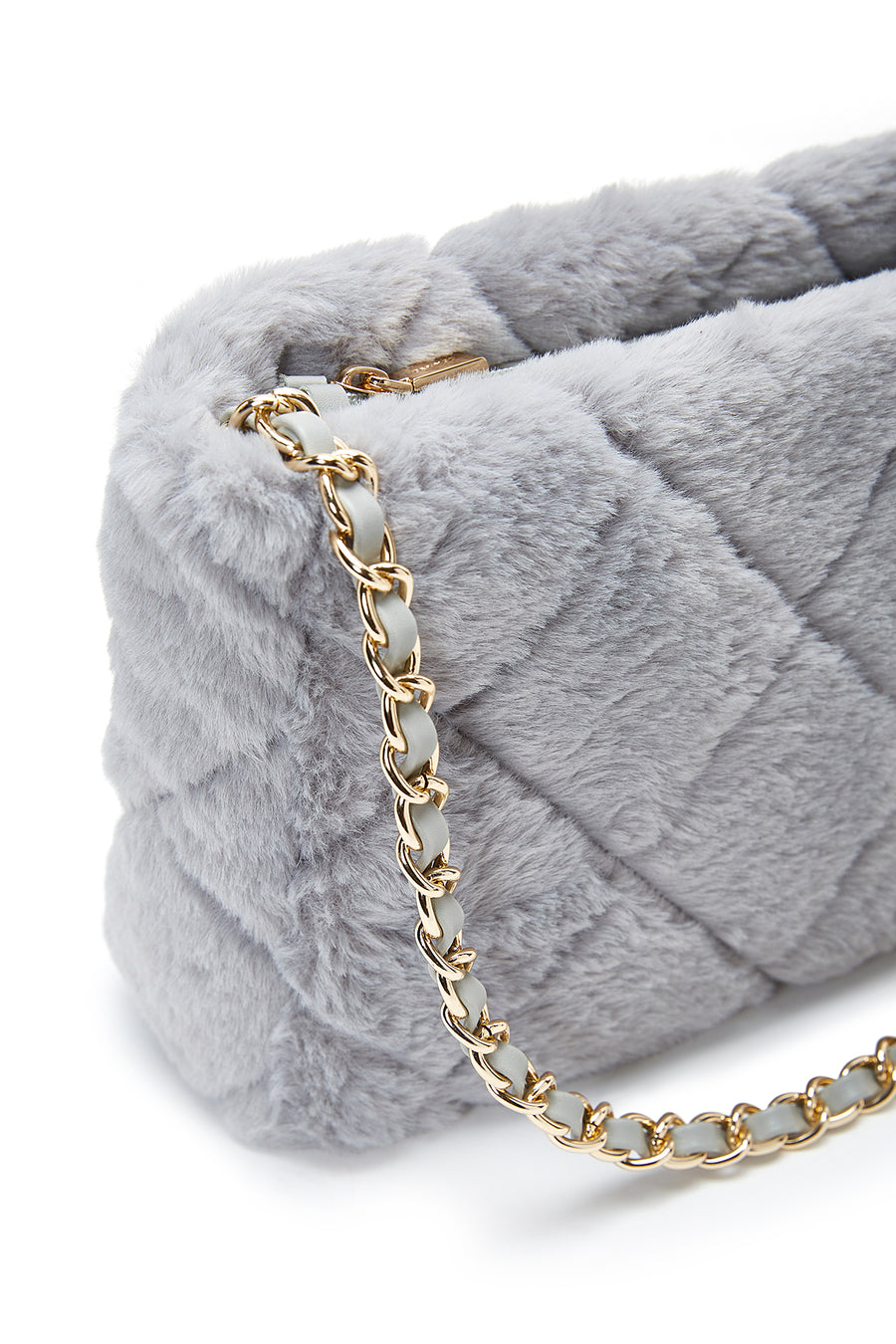 Women's Gray Plush Shoulder Bag