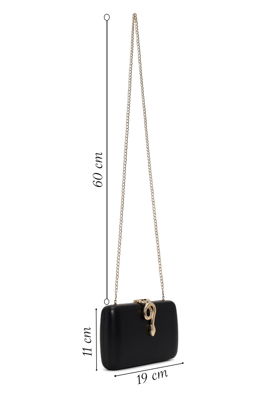 Woman Black Accessory-Detail Long Chain-Strap Mini Evening Clutch Bag