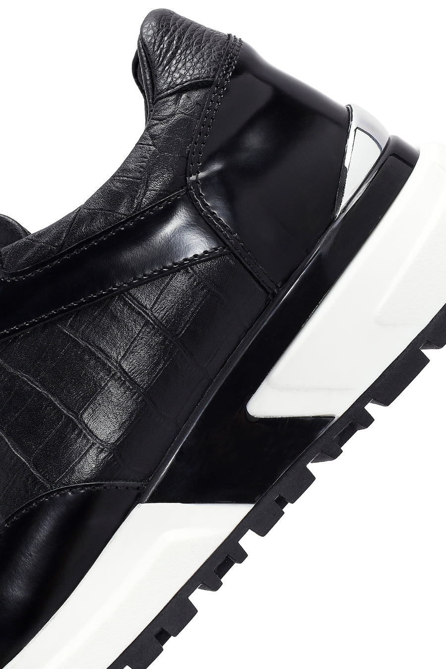 Men's Black Lace-up Leather Sneaker