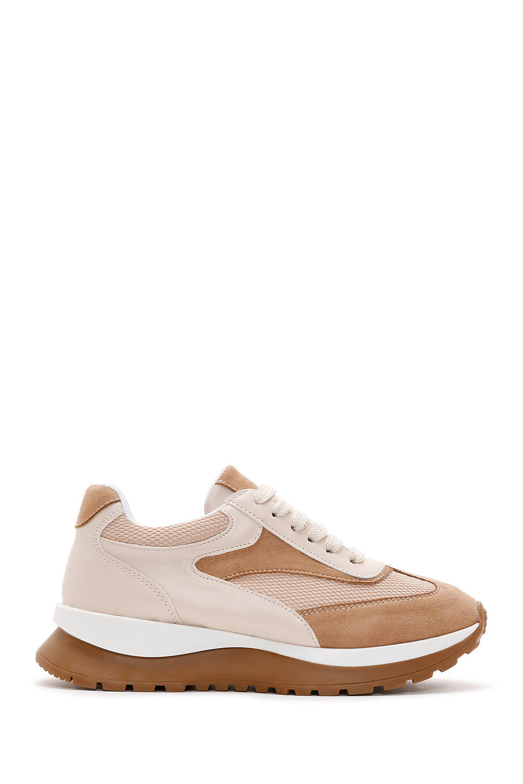 Kadın Bej Süet Detaylı Sneaker
