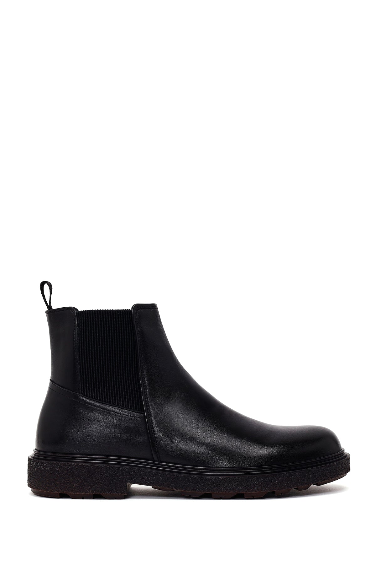 Male Black Thick-Soled Leather Chelsea Boots WM680040DV | Derimod