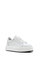 Men's White Lace-up Thick-Sole Leather Sneaker | Derimod
