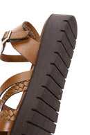 Women's Tan Leather Bodrum Sandals | Derimod