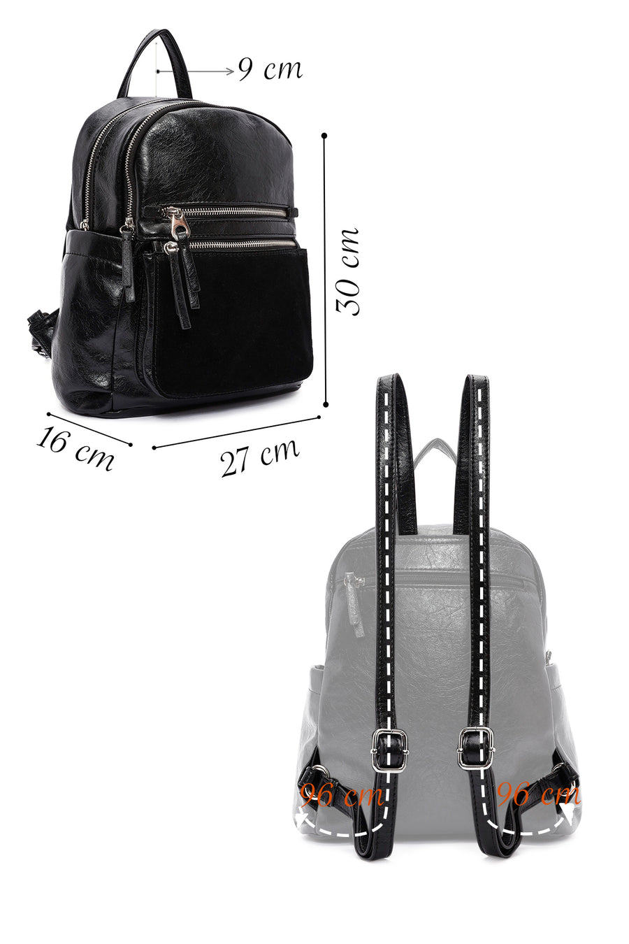 Women's Black Casual Backpack