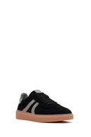 Woman Black Lace-Up Suede Leather Sneakers | Derimod