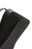 Women's Black Wedge Heeled Leather Sandals | Derimod