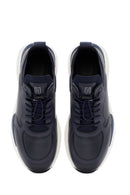 Men's Navy Blue Lace-Up Leather Sneaker | Derimod