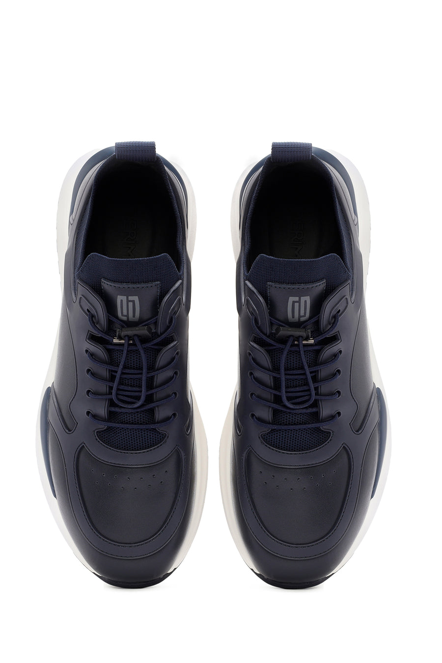 Men's Navy Blue Lace-Up Leather Sneaker