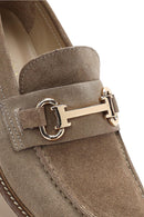 Women's Beige Thick-Soled Accessory Suede Leather Masculine Loafer | Derimod