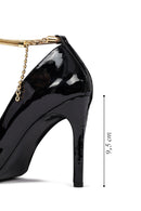 Women's Black Ankle Buckle Thin Heel Patent Leather Stiletto | Derimod