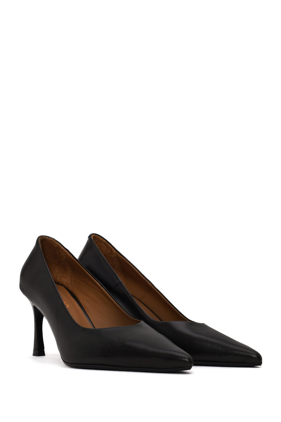 Woman Black Thin-Heeled Leather Stiletto