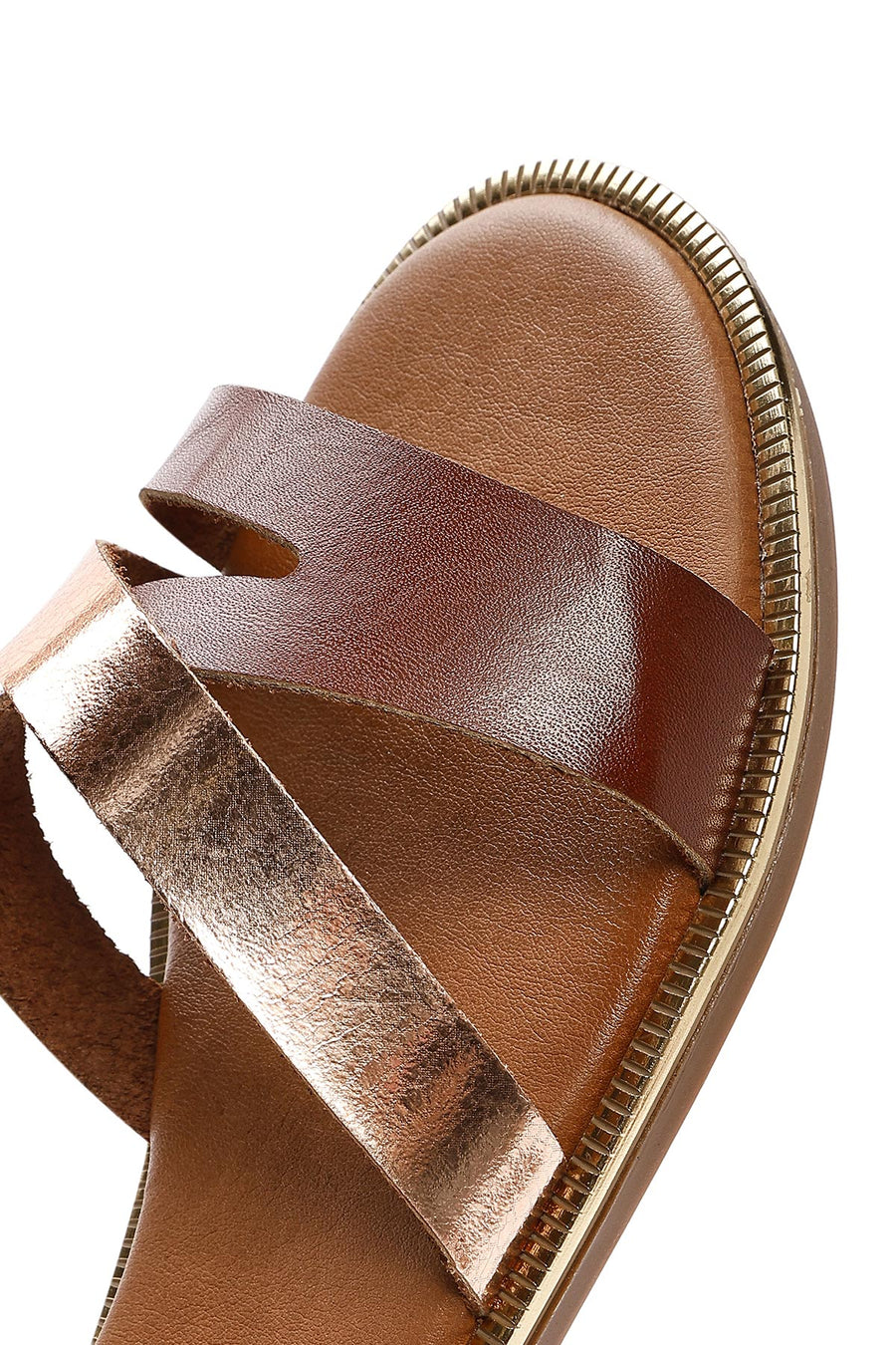 Women's Brown Ankle Buckle Leather Sandals