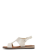 Women's Beige Ankle Strap Leather Bodrum Sandals | Derimod