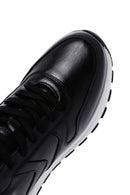 Women's Black Thick Soled Leather Sneaker | Derimod