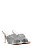 Women's Silver Stone Thin Heeled Slippers | Derimod