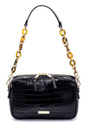 Women's Crocodile Patterned Shoulder Bag with Strap Detail | Derimod