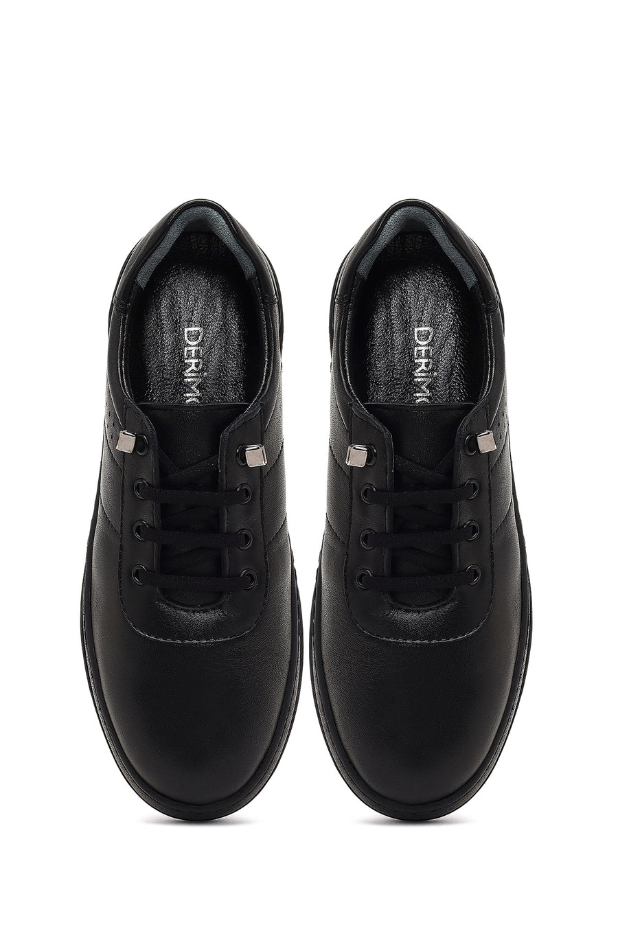 Woman Black Lace-Up Leather Comfort Shoes