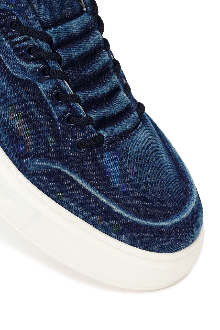 Male Navy Lace-Up Thick-Soled Fabric Sneaker