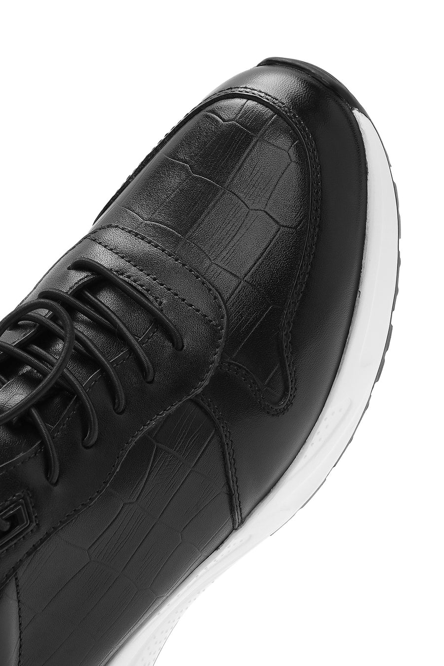 Men's Black Lace-Up Leather Casual Sneaker