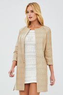 Alba Women's Beige Leather Long Coat | Derimod