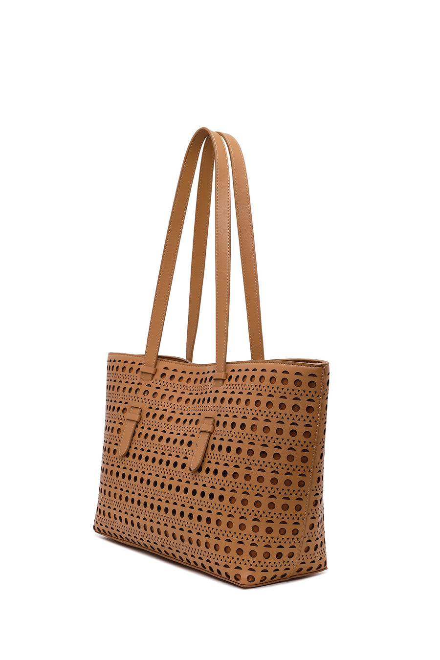 Woman Beige Patterned Shoulder Bag