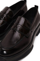 Male Burgundy Chunky-Soled Leather Loafer | Derimod