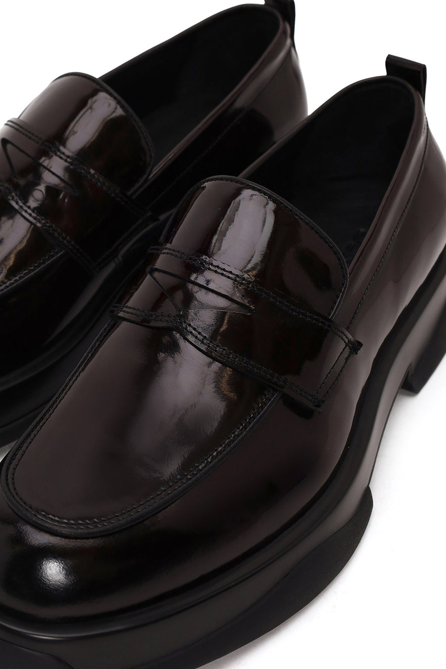 Male Burgundy Chunky-Soled Leather Loafer