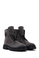 Men's Anthracite Zippered Suede Leather Casual Boots | Derimod