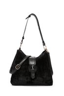 Women's Black Long Strap Plush Handbag | Derimod