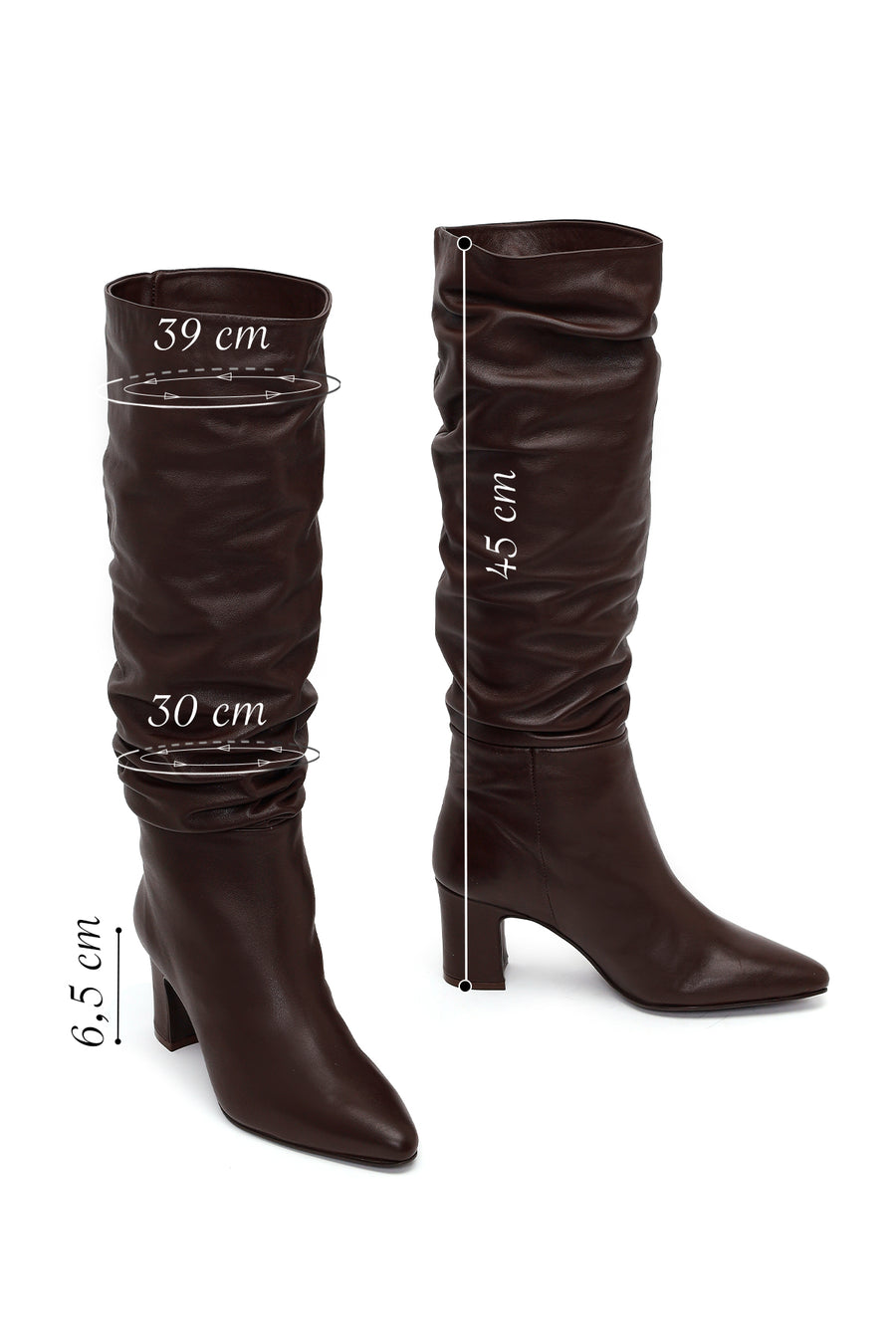 Woman Brown Thick-heeled Leather Boots