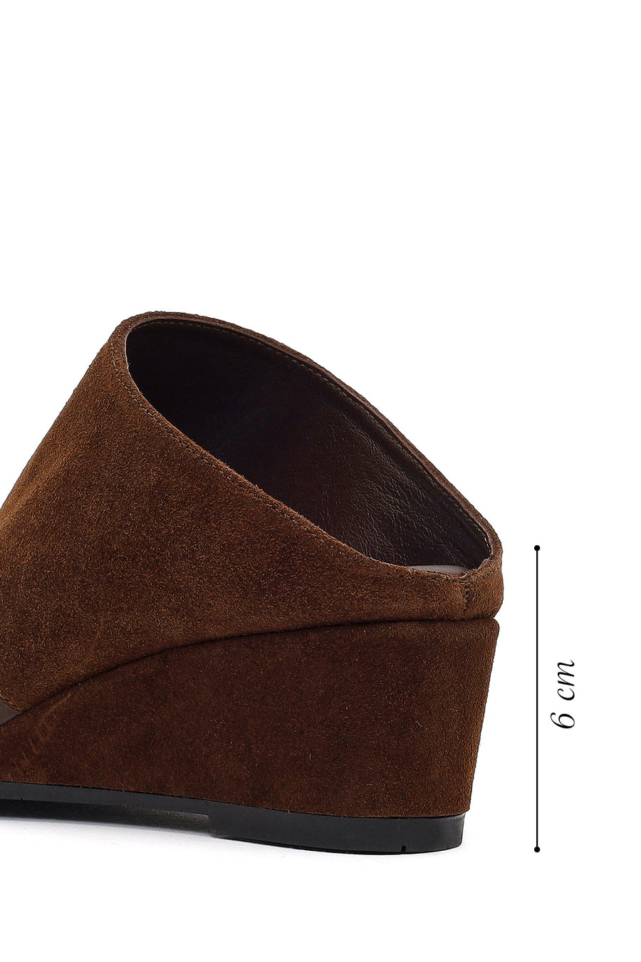 Women's Brown Platform Suede Leather Slippers