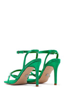 Women's Green Ankle Strap Thin Heel Sandals | Derimod