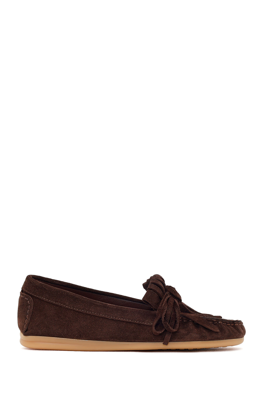 Woman Brown Tasselled Suede Leather Loafers 26PFD260410 | Derimod