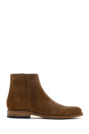 Men's Tan Suede Leather Zippered Boots | Derimod