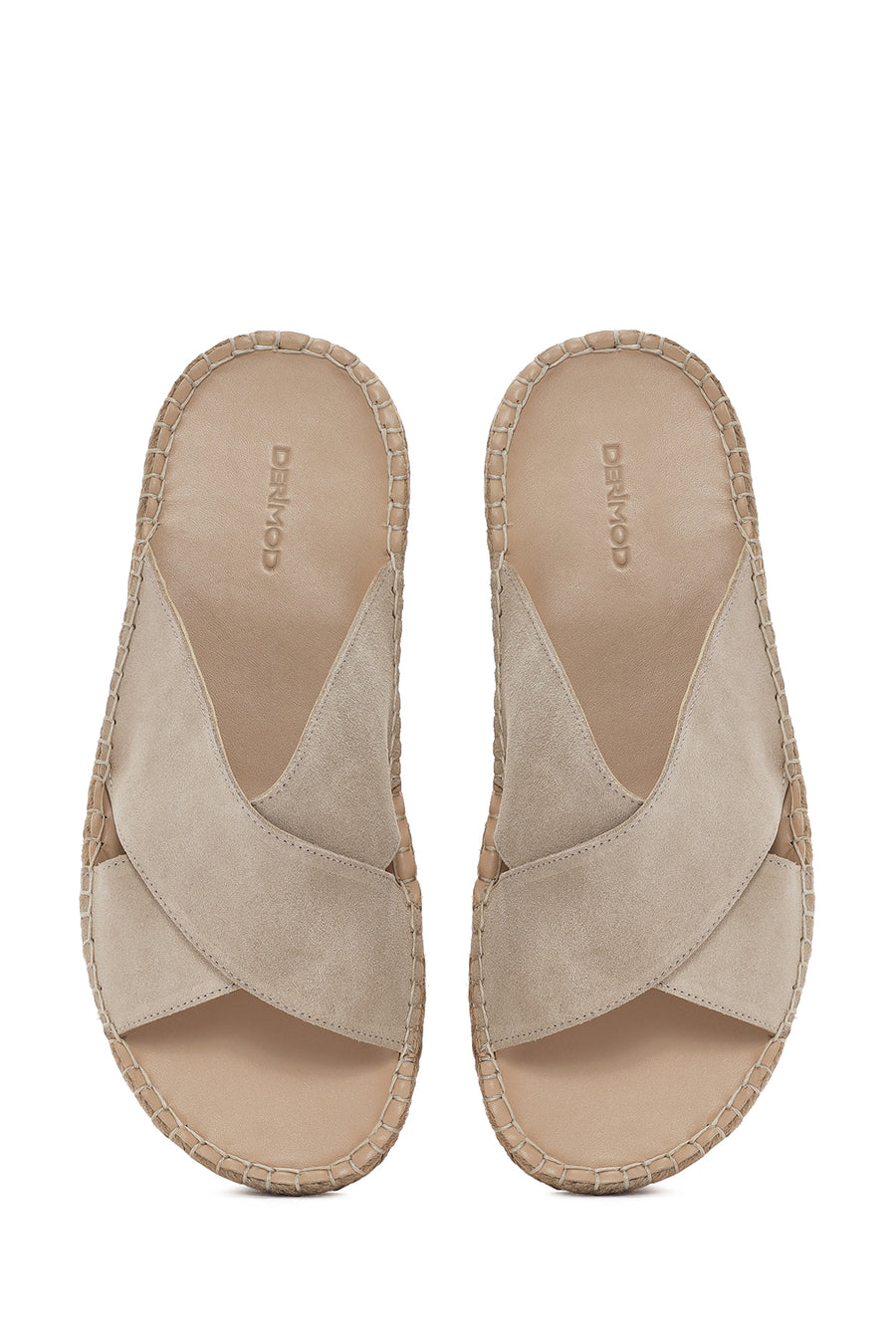 Men's Beige Suede Leather Slippers