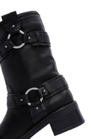 Women's Black Leather Buckle Boots | Derimod