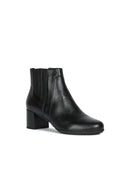 Geox Women's Black New Annya Mid Leather Heeled Boots | Derimod