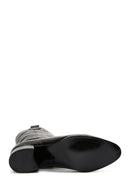 Women's Black Zippered Thick Heel Leather Casual Boots | Derimod