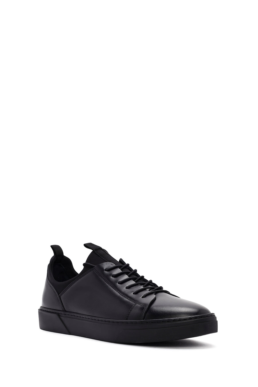 Men's Black Lace-up Leather Sneaker