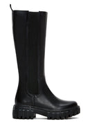 Women's Black Leather Thick Soled Boots | Derimod