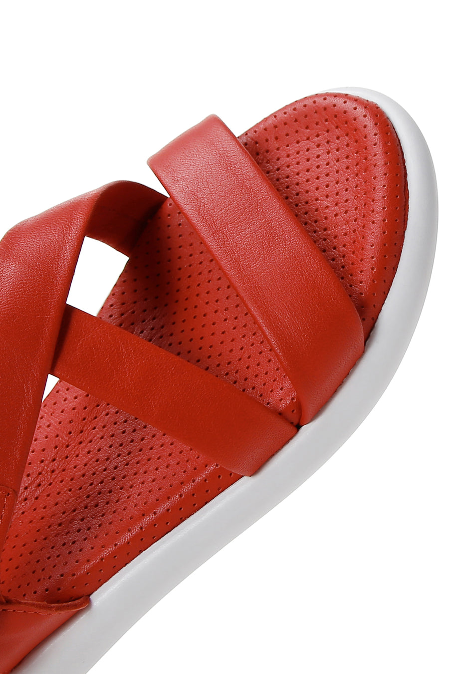 Kadın Kırmızı Deri Comfort Sandalet
