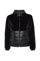 Alabama Women's Black Hooded Teddy Coat | Derimod