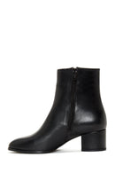 Women's Black Leather Zippered Classic Heeled Boots | Derimod