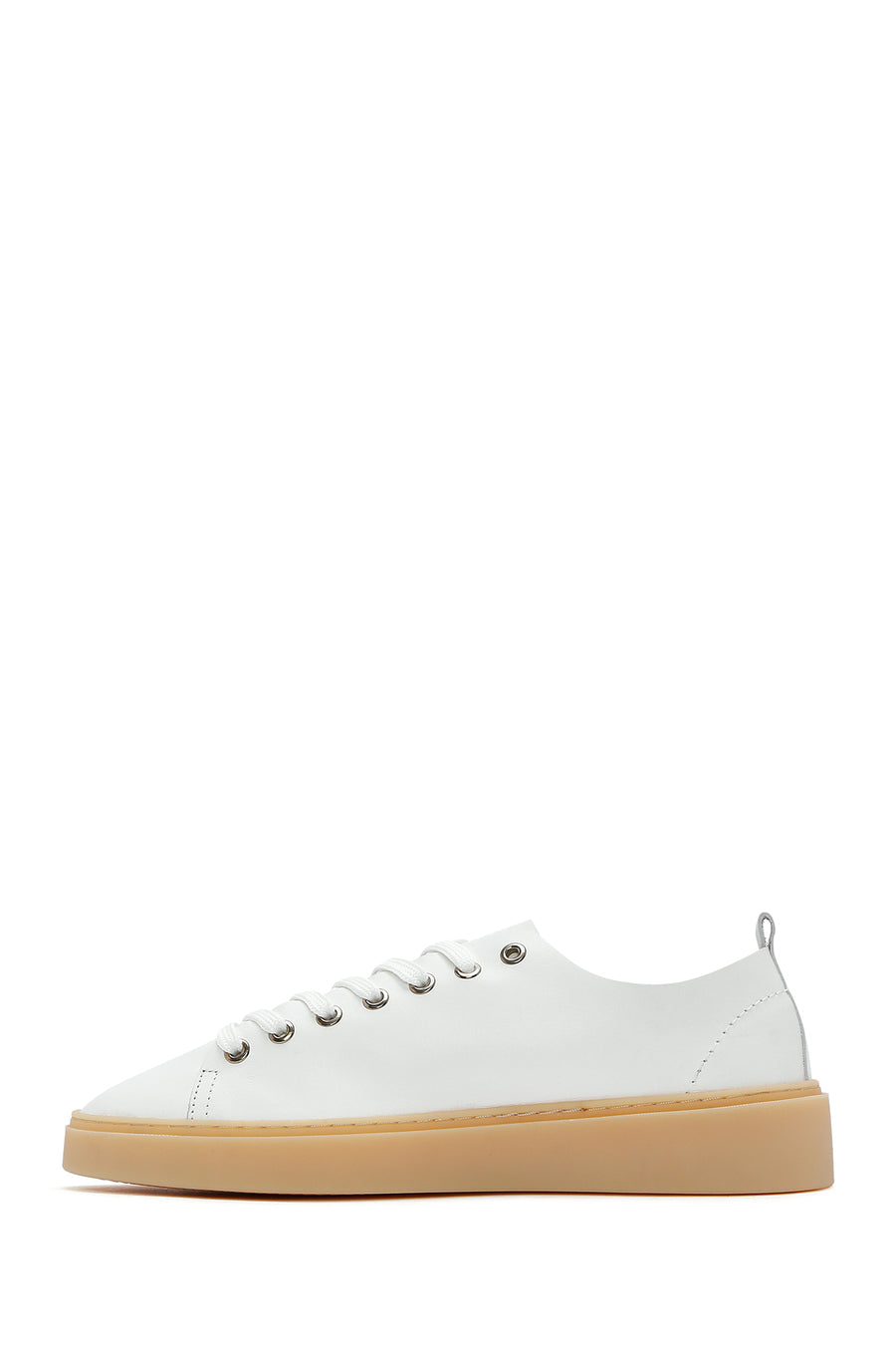 Erkek Beyaz Bağcıklı Deri Sneaker